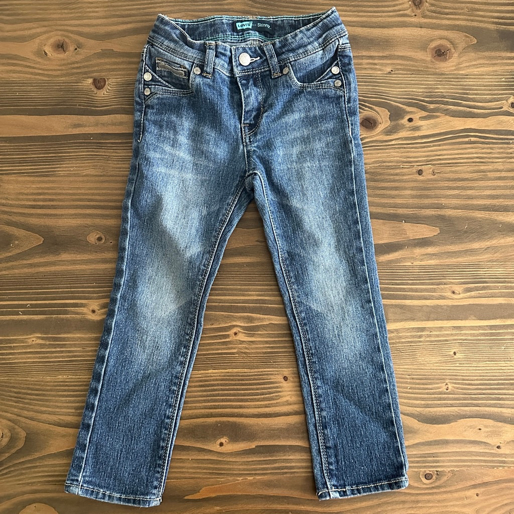 Kids Levi’s Skinny Jeans Blue Gray Size 4 REG 3-4Y Five Pocket Denim